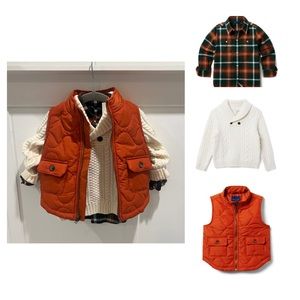 NWT: JANIE AND JACK Boys flannel, sweater & vest set 12-18 months toddler